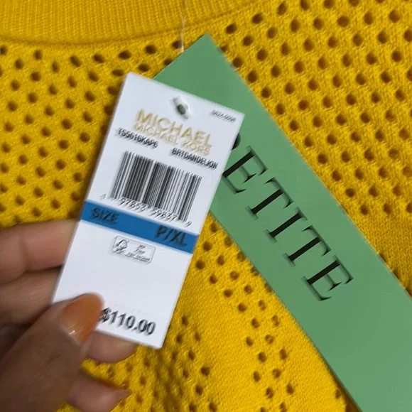 Michael Kors Yellow Crew Neck Sweater with Textured Knit - Picture 7 of 11